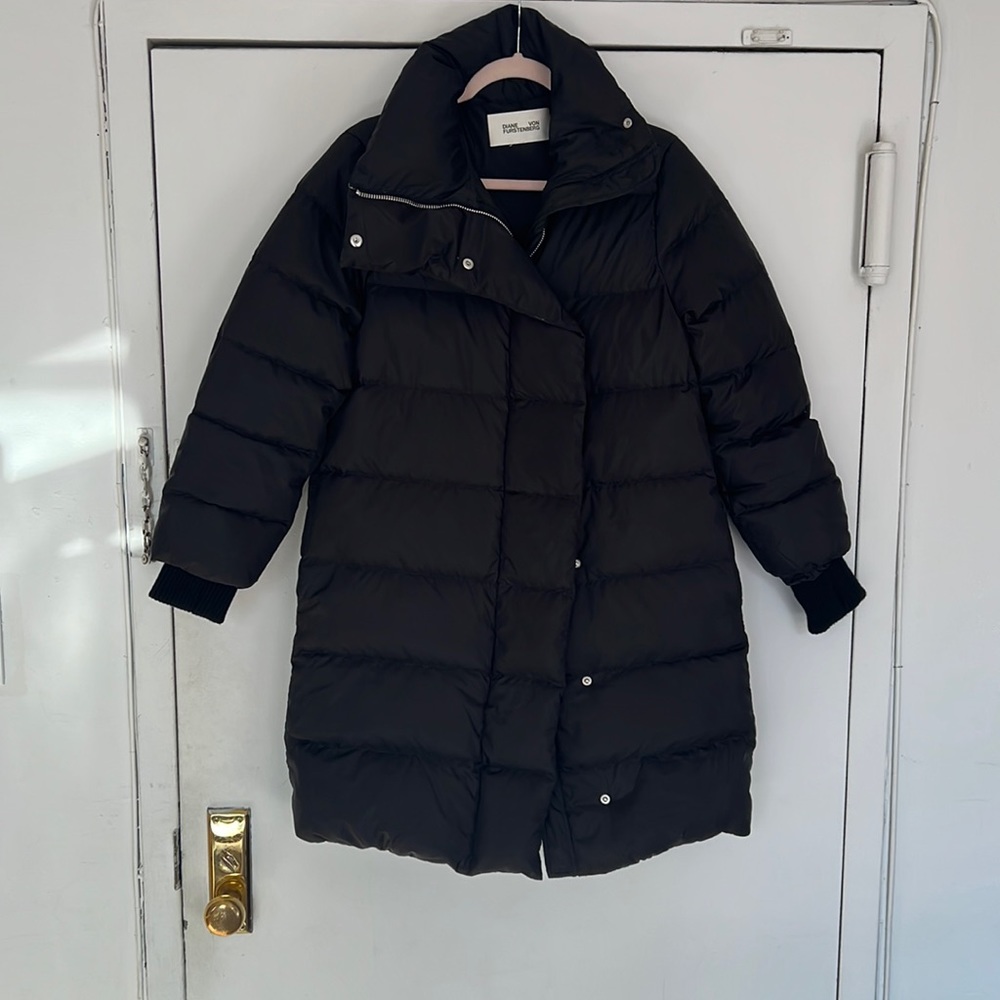 Diane Von Furstenberg Black Puffer Winter Coat